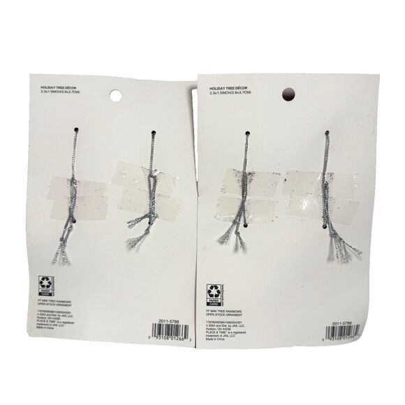 Lot of 2, 4 PC mini Christmas ornament 2.3"‎ wide shatterproof rainbow & clouds - Picture 3 of 3